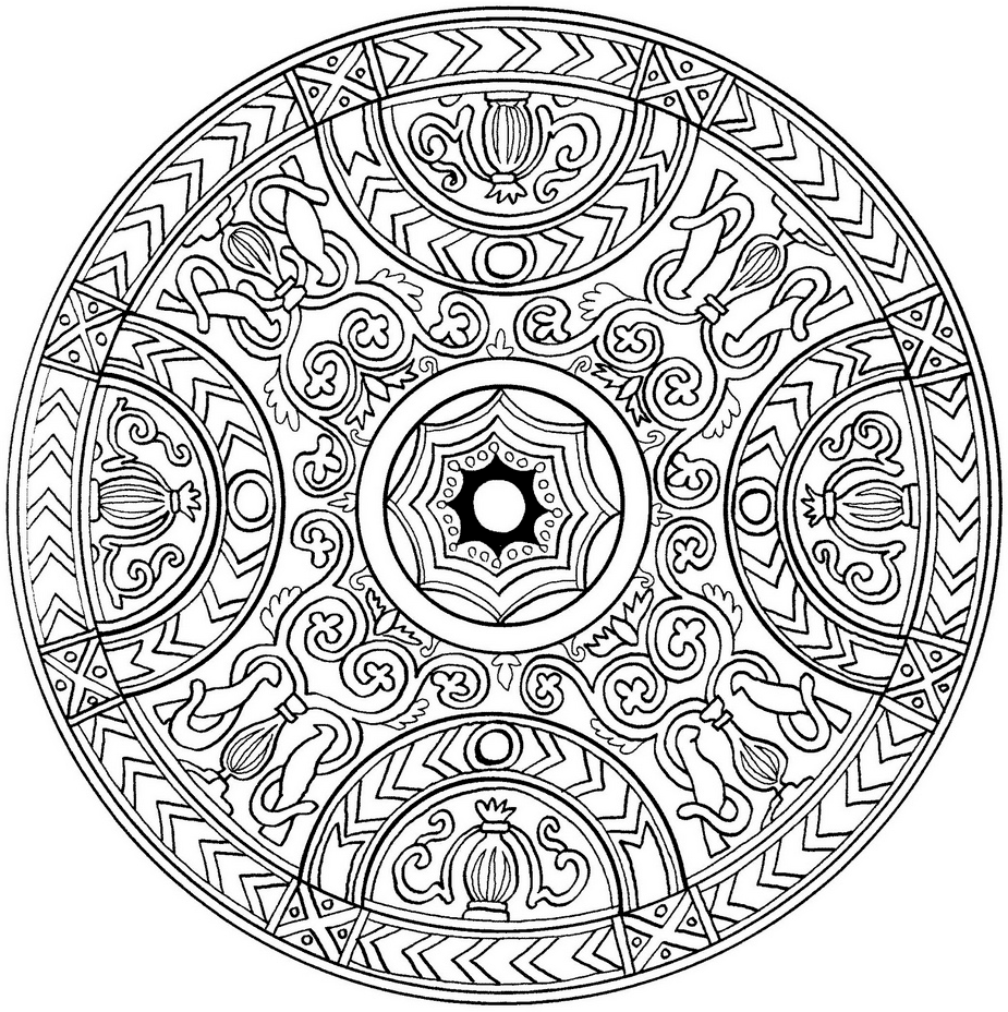 Coloriage Mandala Avec Couronnes Medieval - Mandala à imprimer