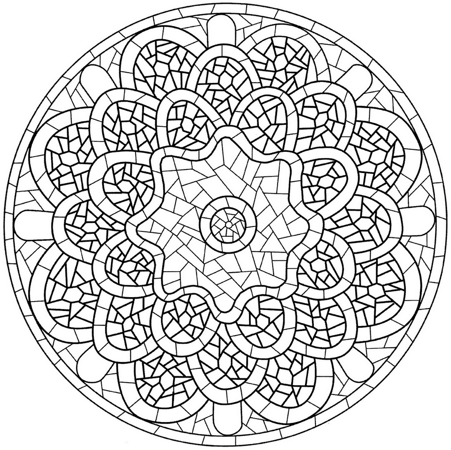 Coloriage Mandala Avec Pattern Mosaique - Mandala à imprimer