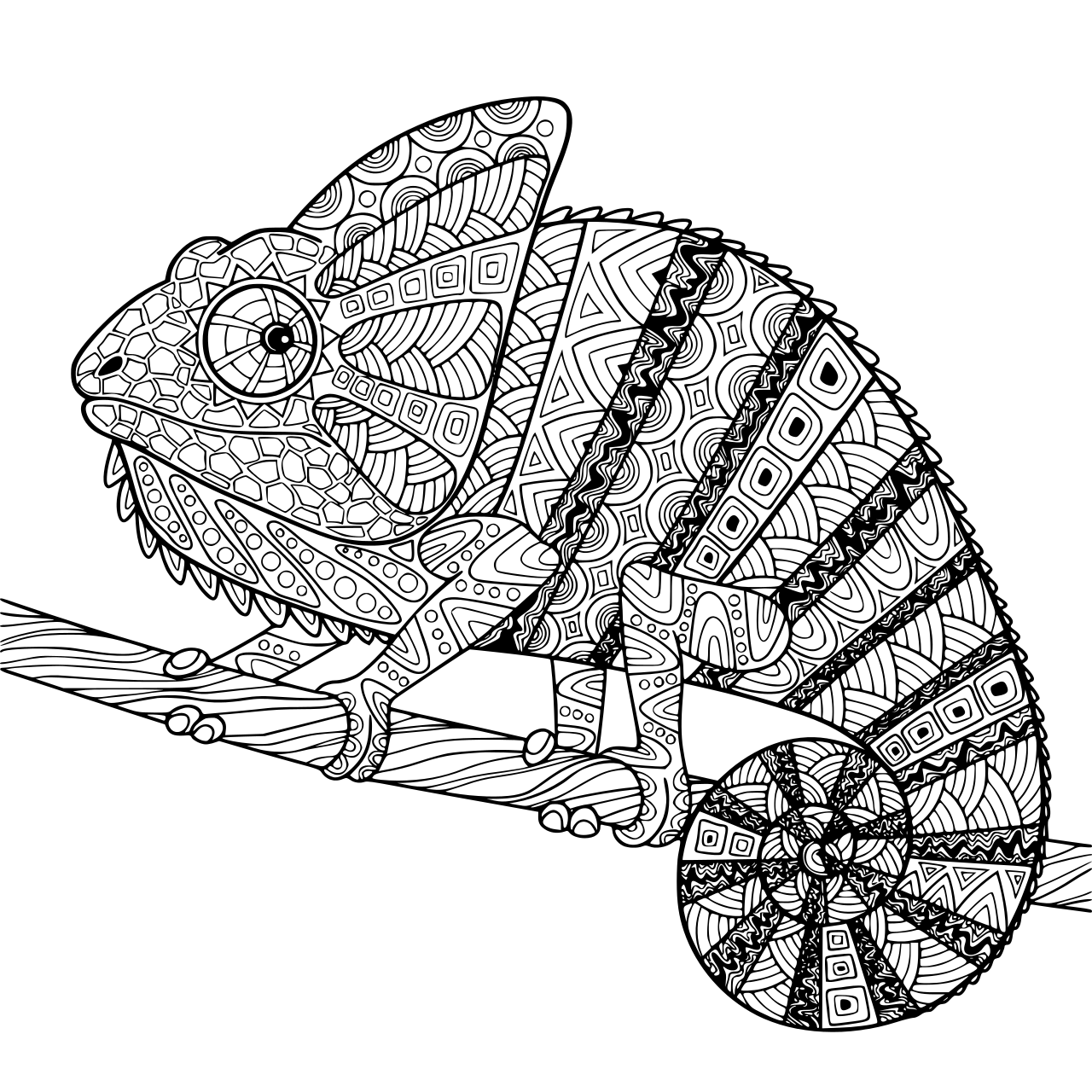 Coloriage Mandala Chameleon Adult Antistress - Adulte animaux à imprimer