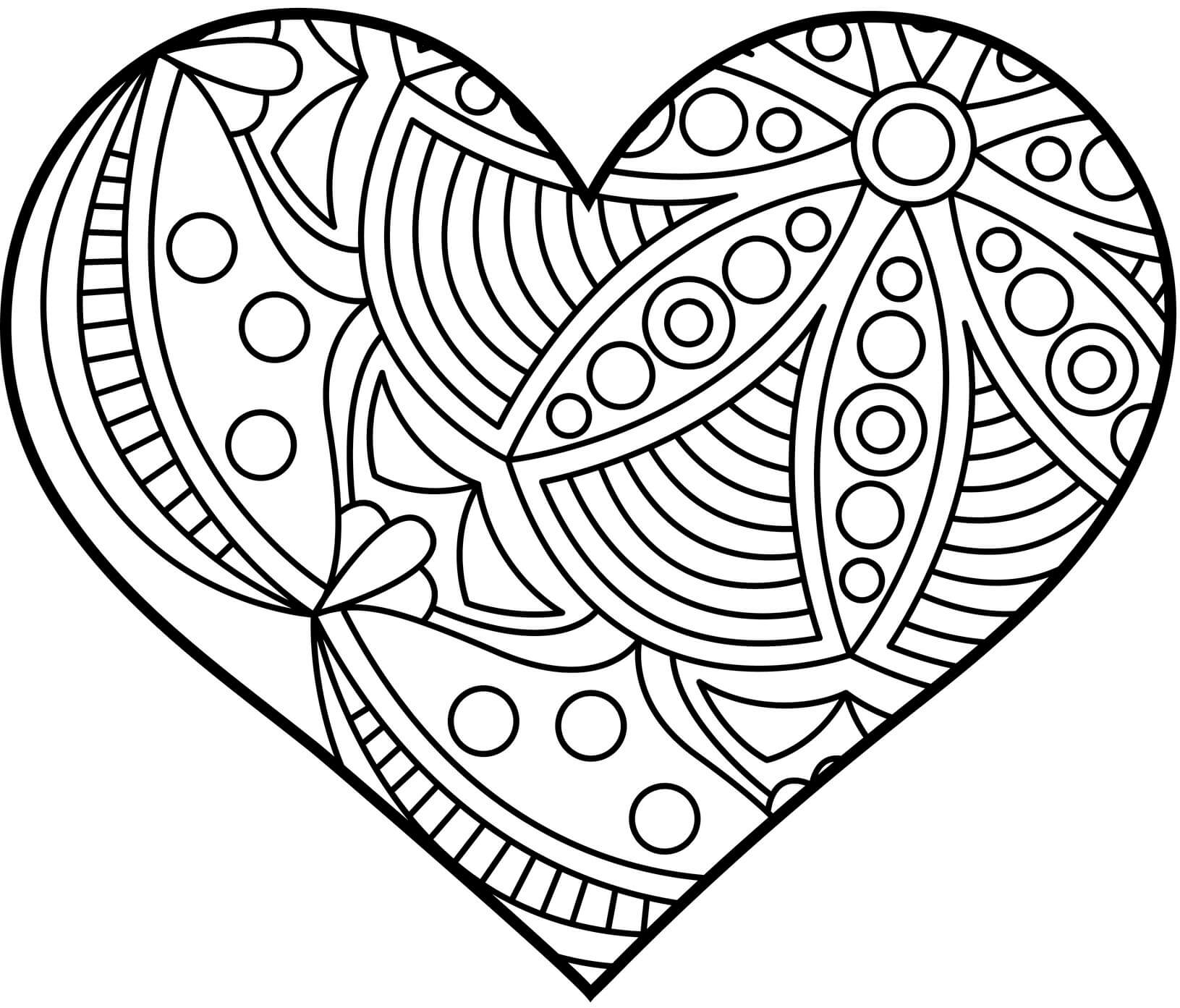 Coloriage Mandala cœur fleuri pour février - Saint-Valentin à imprimer