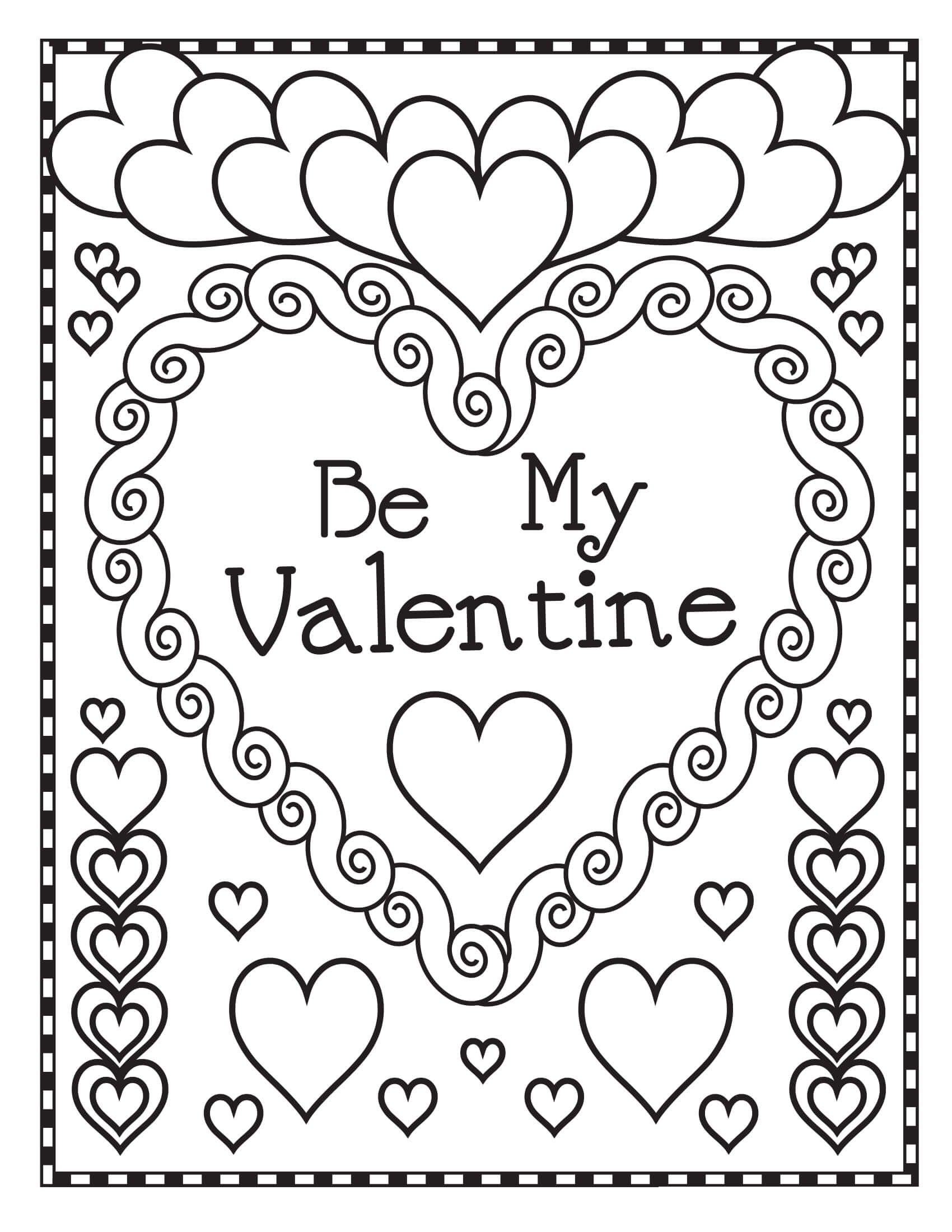 Coloriage Mandala Cœur Soit Ma Valentine - Saint-Valentin à imprimer