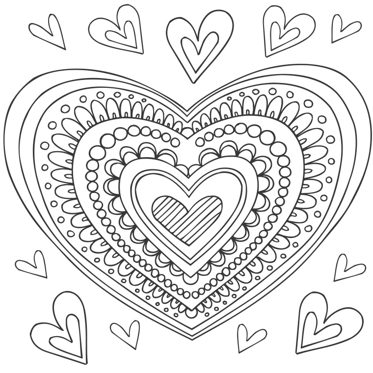 Coloriage Mandala Cœur - Coeur à imprimer