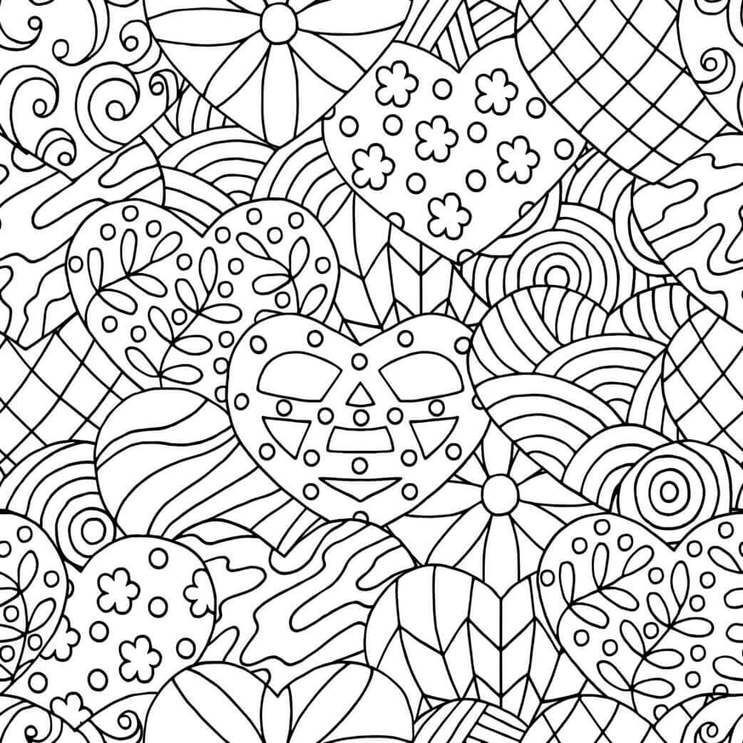 Coloriage Mandala Cœurs Pour Adulte Motifs Antistress - Saint-Valentin à imprimer