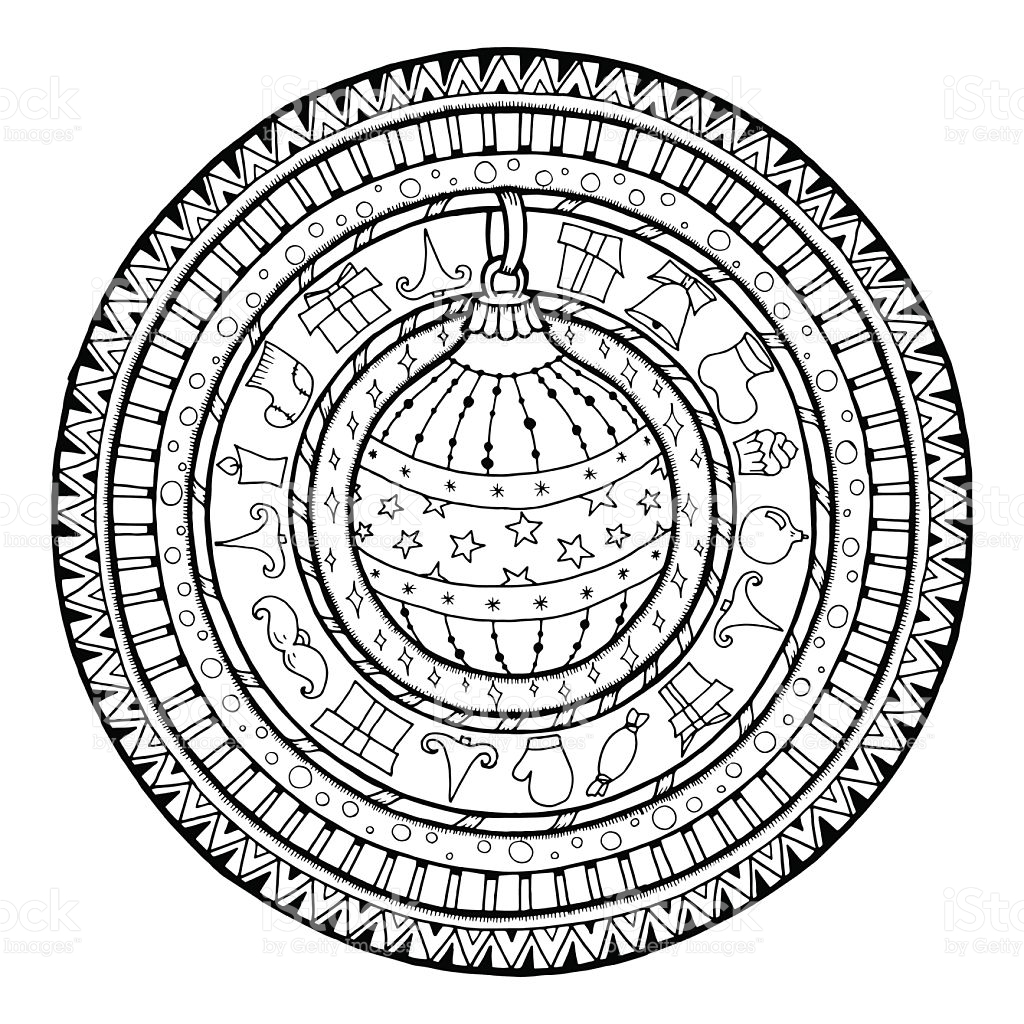 Coloriage Mandala De Noël Cadeaux Boule De Noël - Noël adulte à imprimer