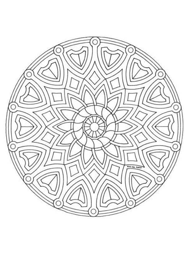 Coloriage Mandala Géométrique Complexe Relaxant - Mandala à imprimer