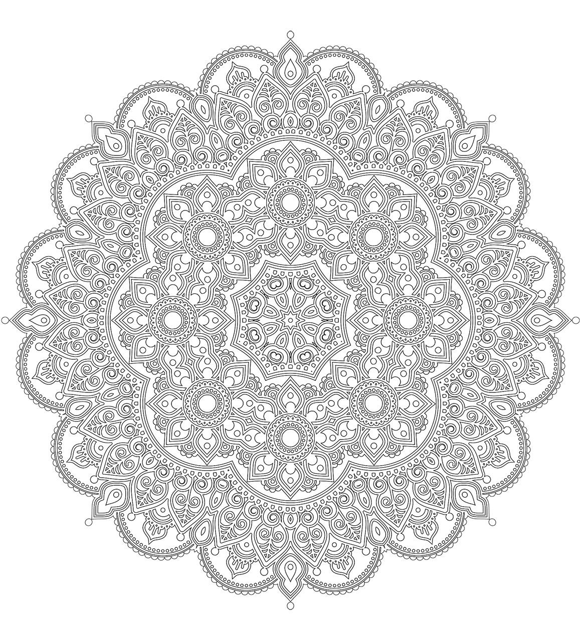 Coloriage Mandala Difficile Style Oriental - Mandala à imprimer