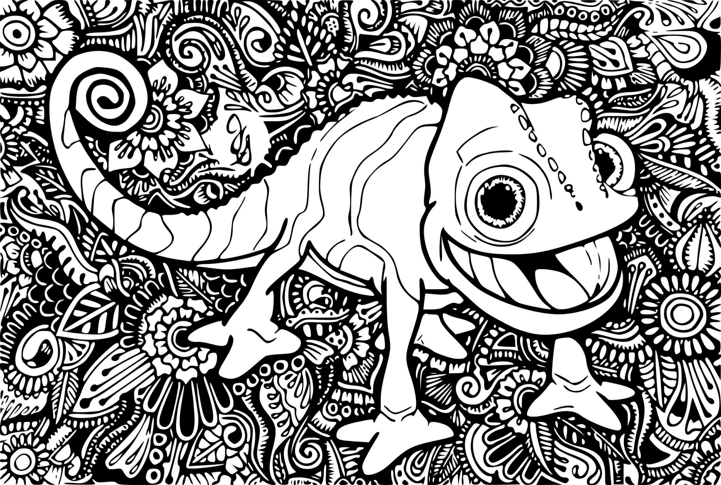 Coloriage Mandala Disney Raiponce Caméléon Pascal - Raiponce à imprimer
