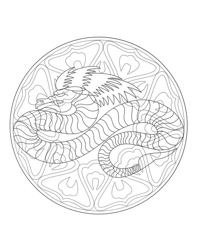 Coloriage Mandala Dragon 4 - Adulte à imprimer