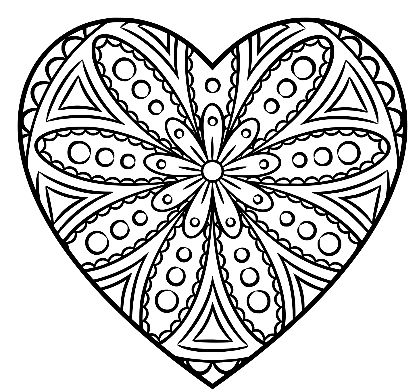 Coloriage Mandala En Forme De Cœur Avec Des Cercles - Mandala à imprimer