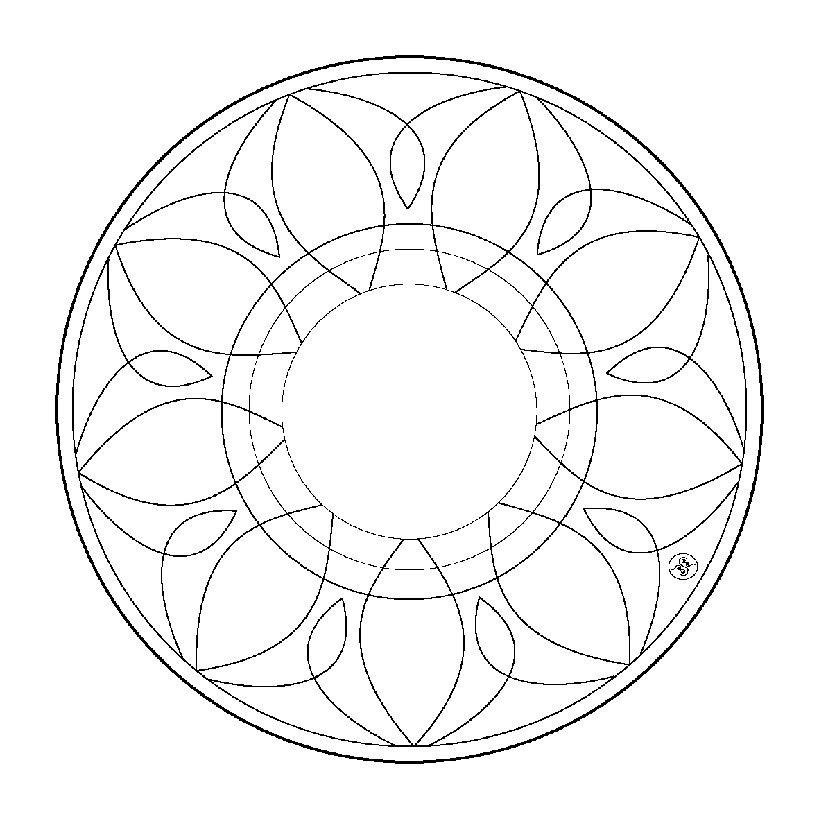 Coloriage Mandala géométrique aux motifs symétriques - Facile à imprimer