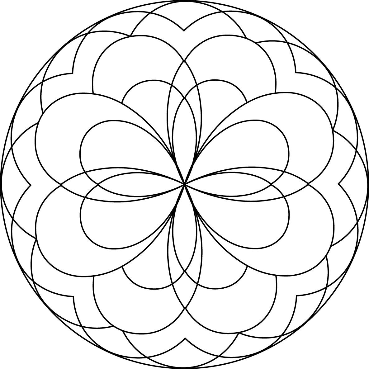 Coloriage Mandala floral avec pétales rayonnants - Facile à imprimer