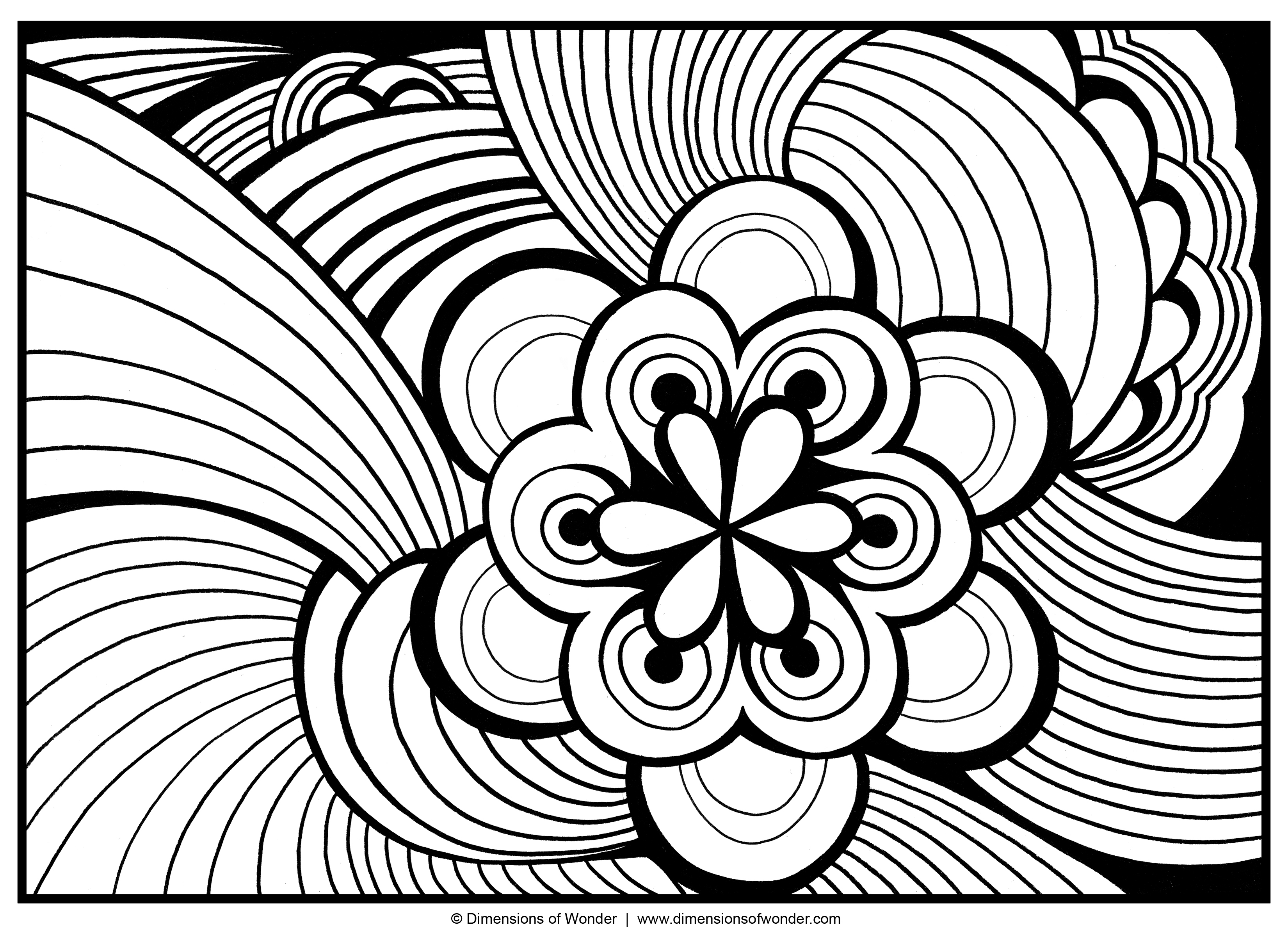 Coloriage Mandala concentrique aux formes étoilées - Facile à imprimer