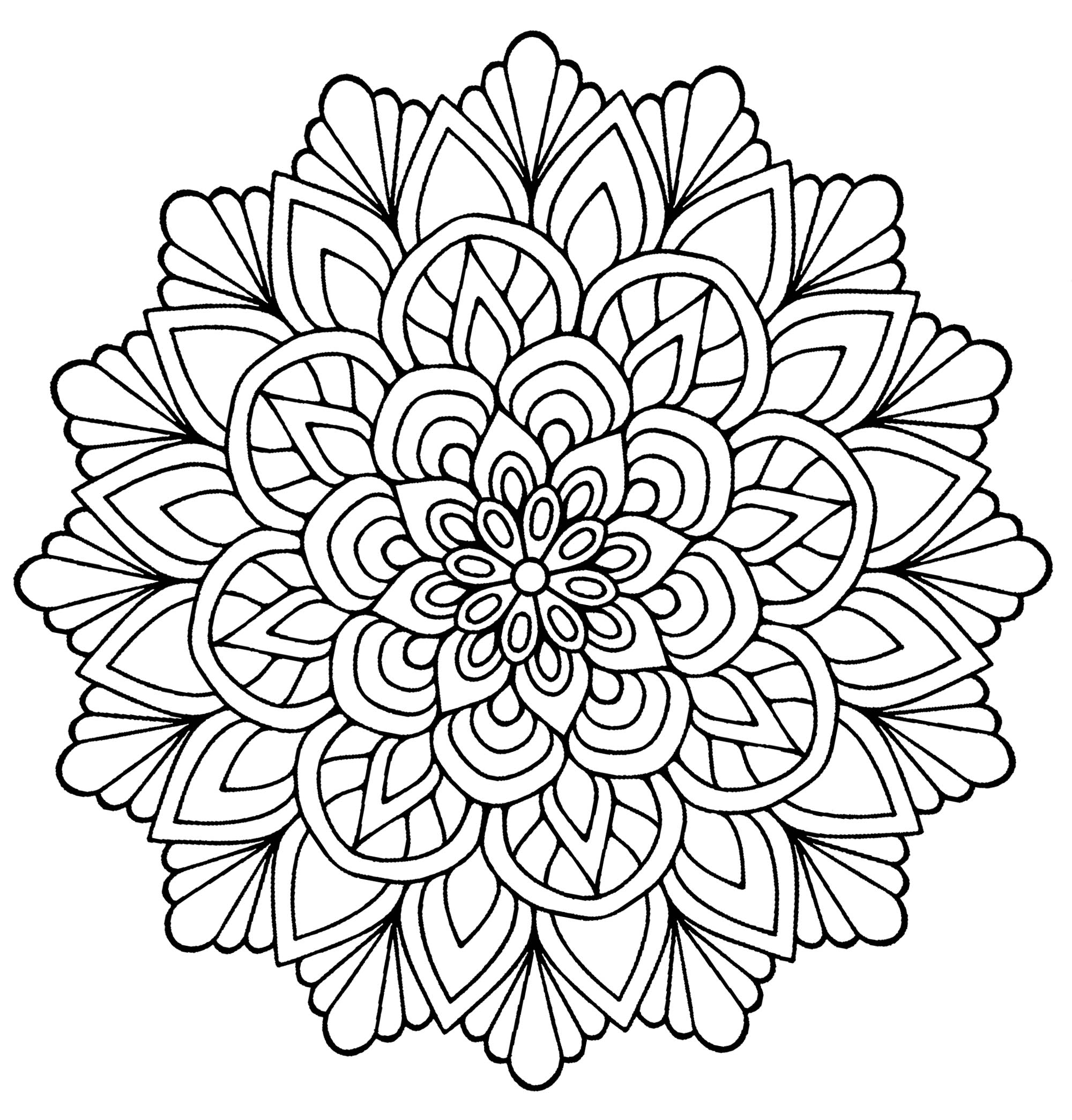 Coloriage Mandala Fleur Avec Feuilles - Fleurs à imprimer