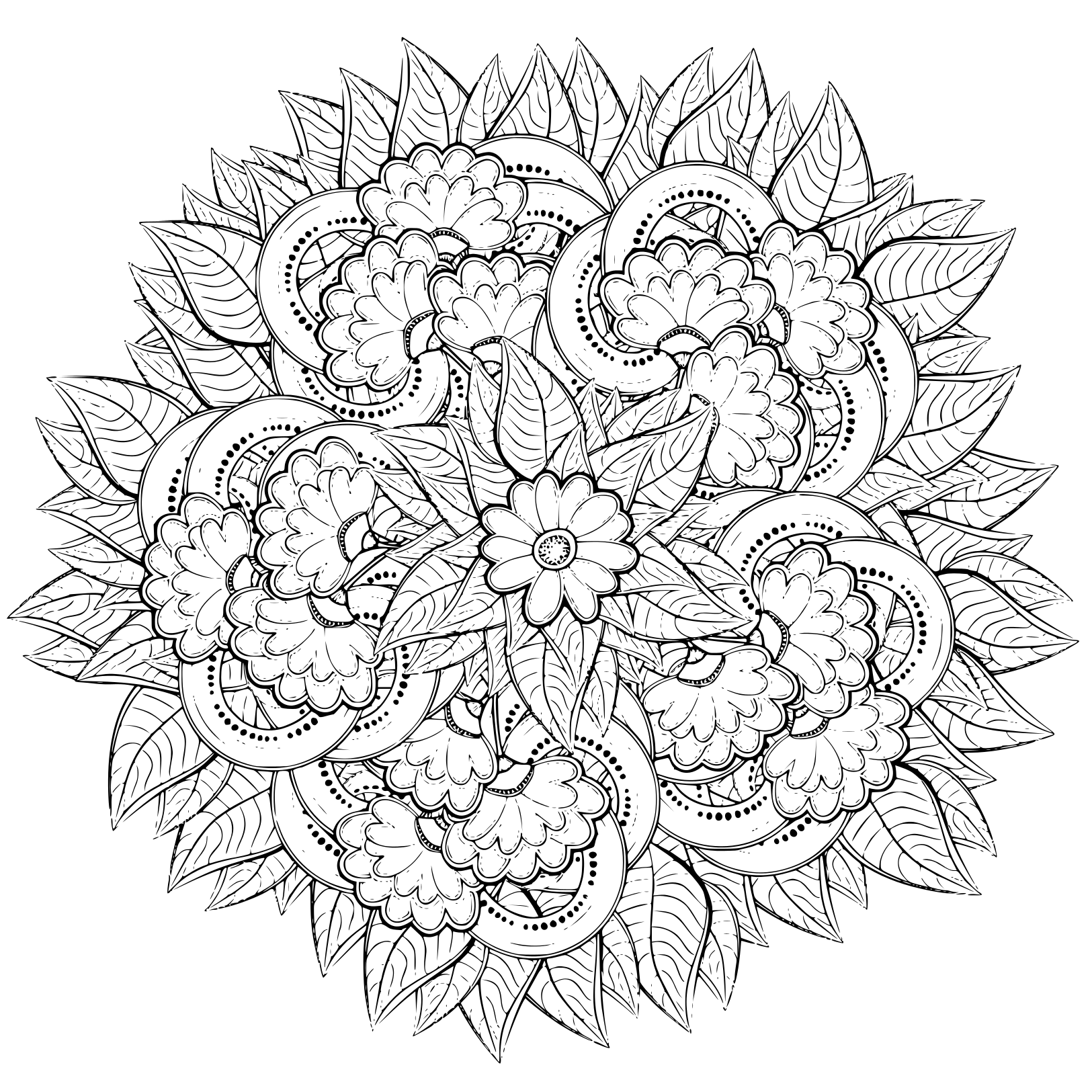 Coloriage Mandala Fleurs Pour Adulte Nature - Fleurs à imprimer
