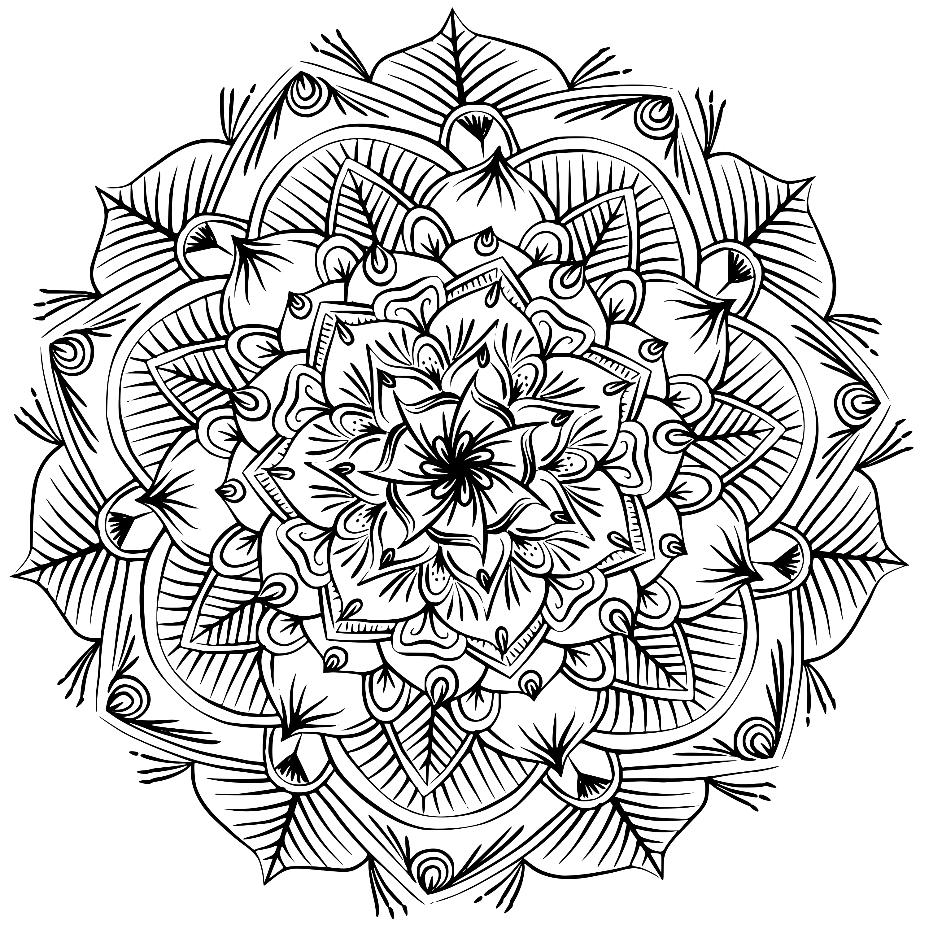 Coloriage Mandala Floral Symétrique et Détaillé - Mandala à imprimer