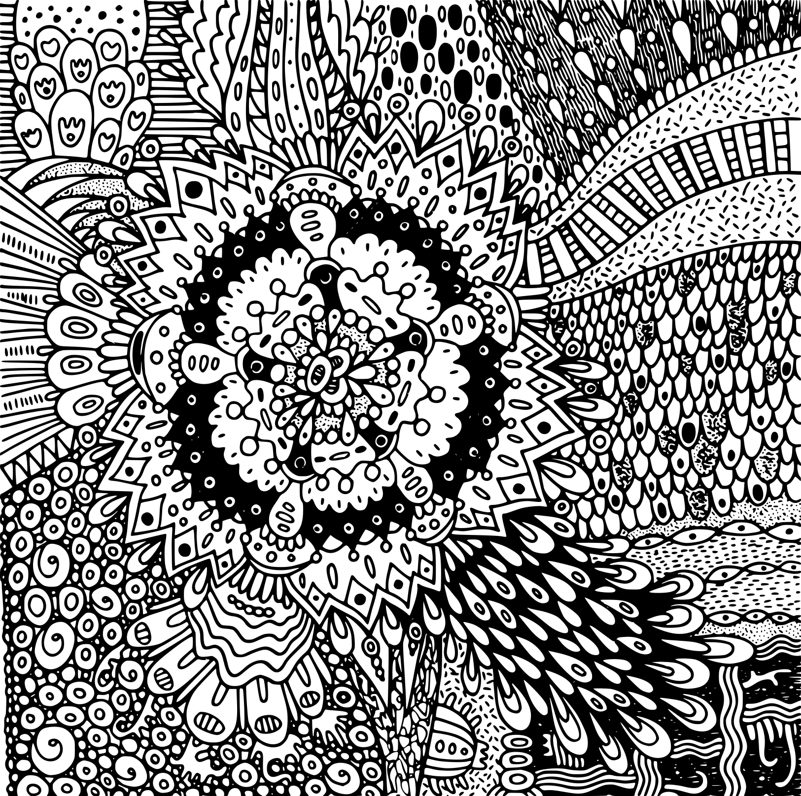 Coloriage Mandala Flower Psychedelic - Mandala à imprimer