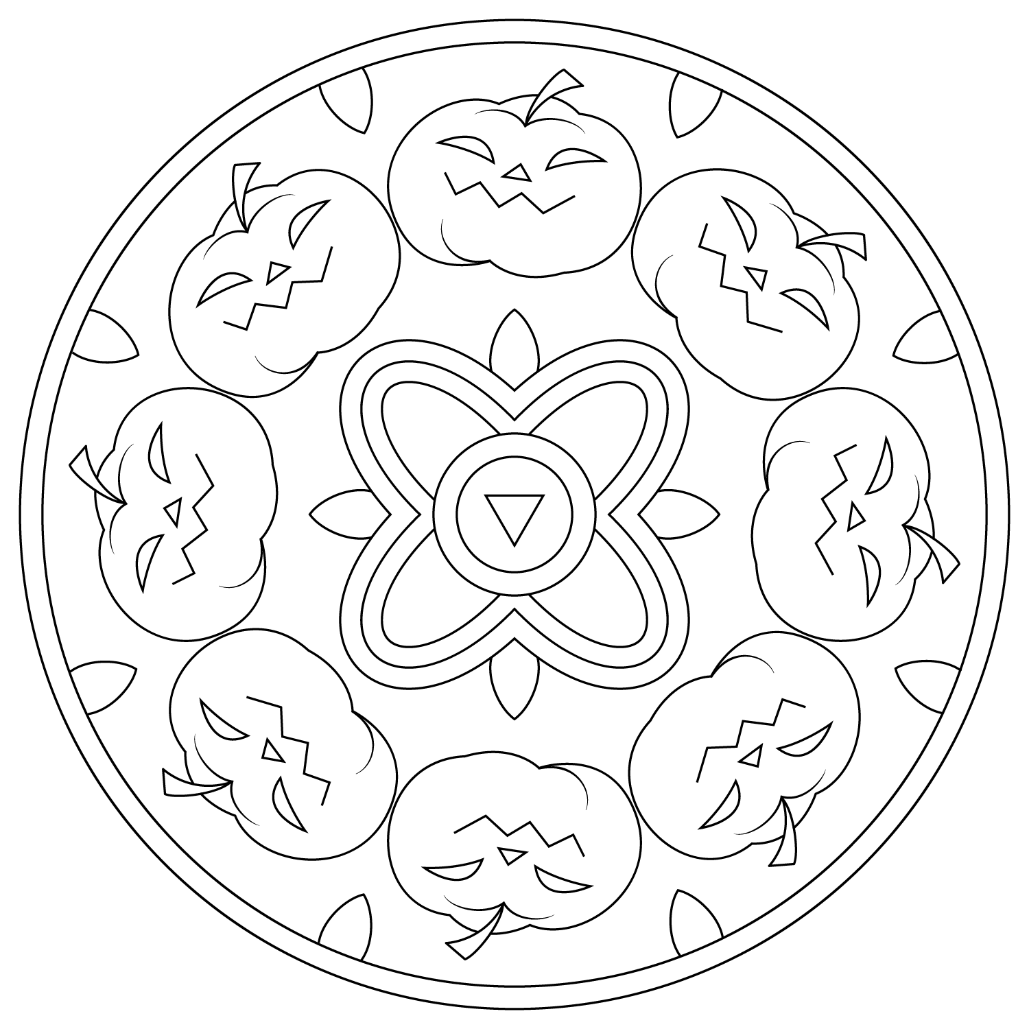Coloriage Mandala Halloween Citrouilles Maternelle Facile - Halloween adulte à imprimer