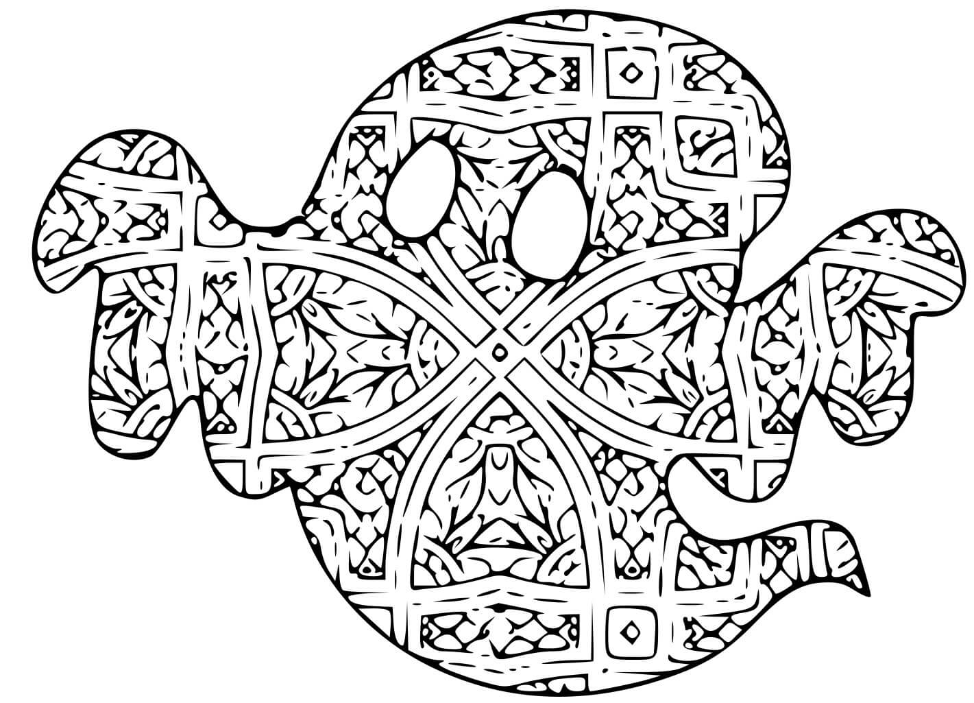 Coloriage Mandala Halloween Fantôme Difficile Pour Adulte - Halloween adulte à imprimer
