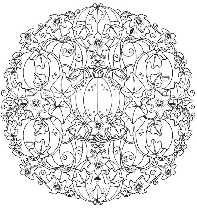 Coloriage Mandala Halloween Pumpkin Citrouille Adulte - Halloween adulte à imprimer