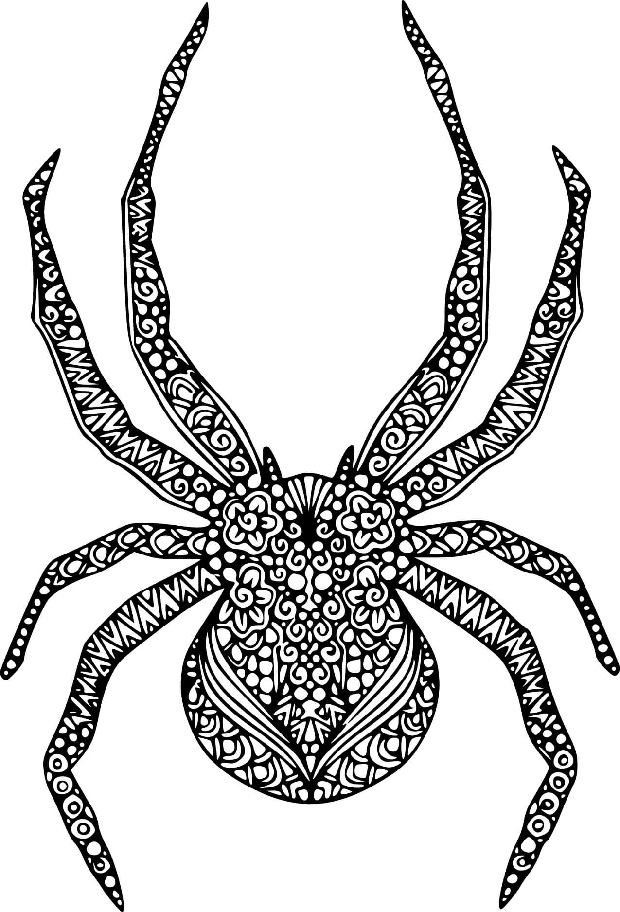 Coloriage Mandala Halloween Spider Araignée - Halloween adulte à imprimer