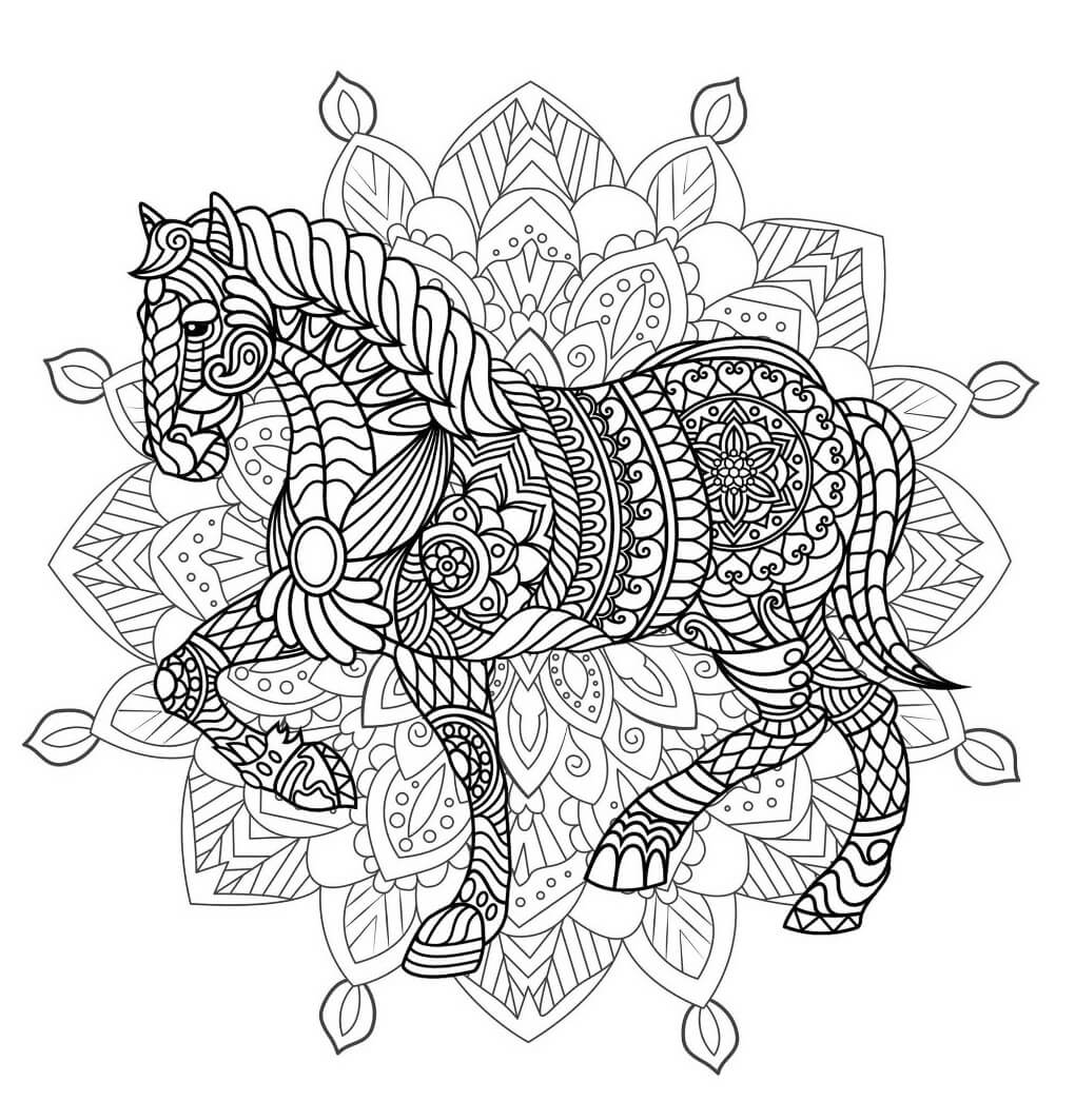Coloriage Mandala Horse Adult Animal - Mandala à imprimer