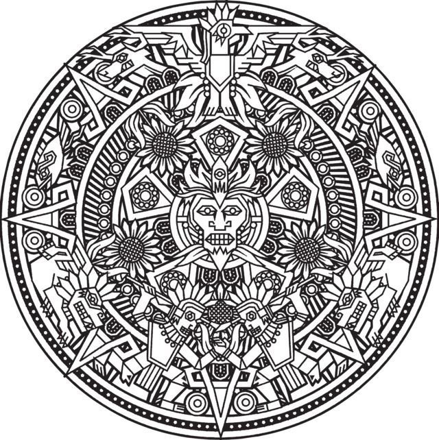 Coloriage Mandala Inspiration Incas Maya Azteque Bigredlynx - Adulte à imprimer