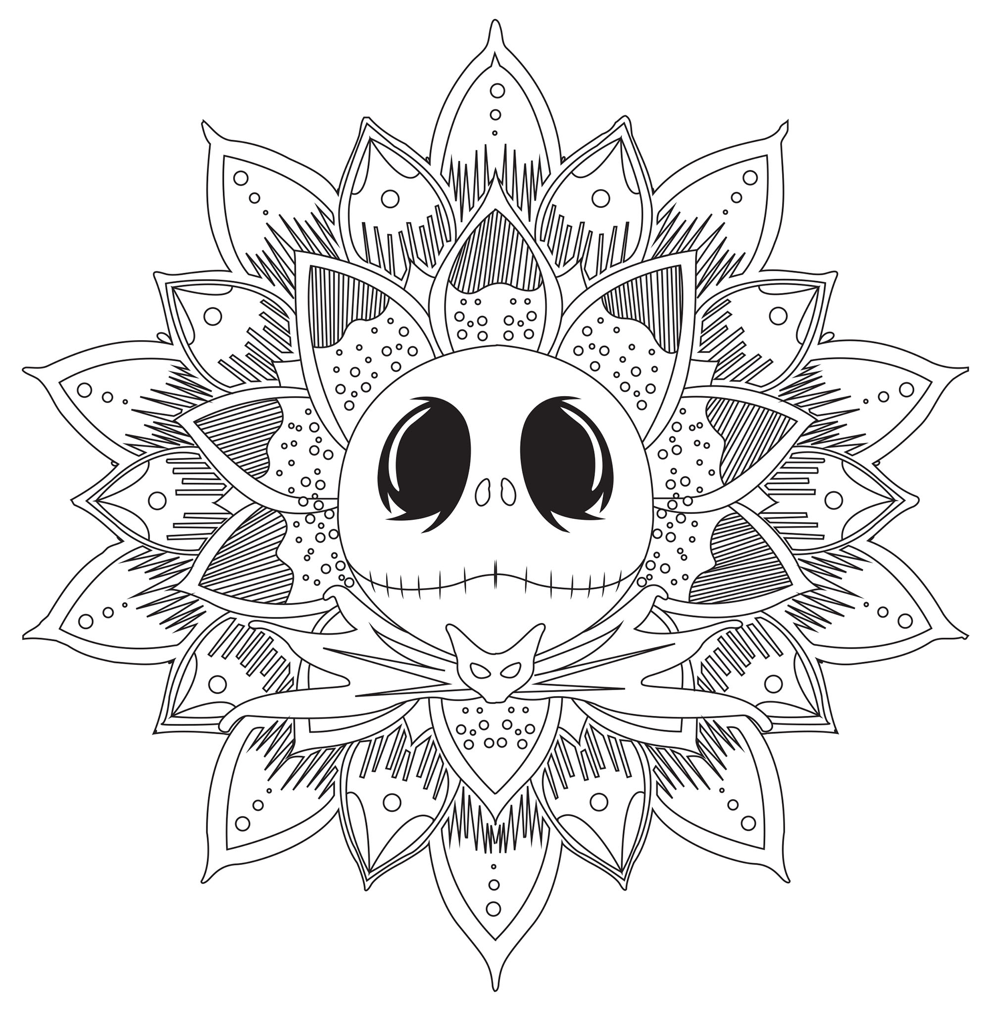 Coloriage Mandala Jack Skellington - Monsieur jack à imprimer