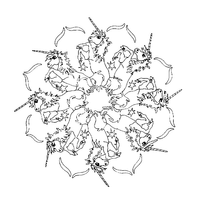 Coloriage Mandala Licorne - Mandala à imprimer