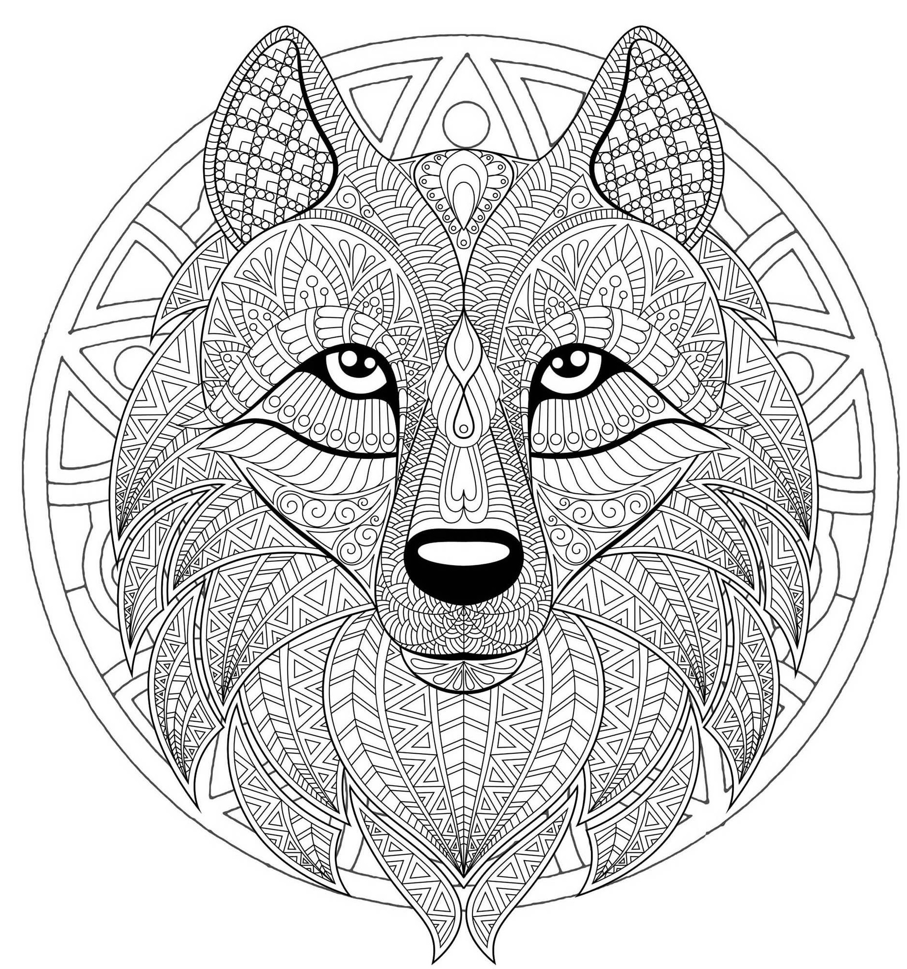Coloriage Mandala Loup Difficile Complexe Beau Loup - Mandala à imprimer
