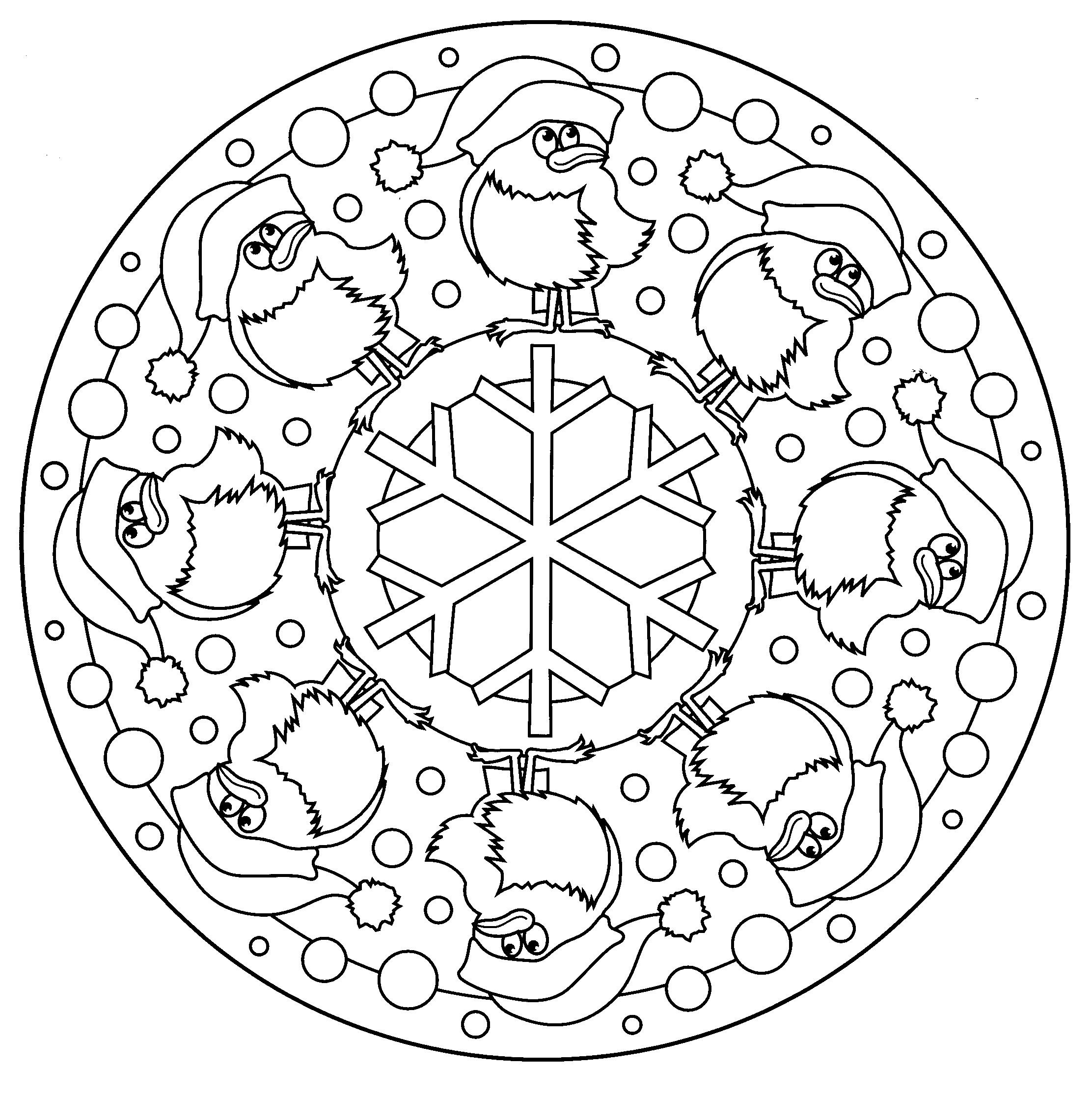 Coloriage Mandala Oiseau De Noël Adulte - Mandala de Noël à imprimer
