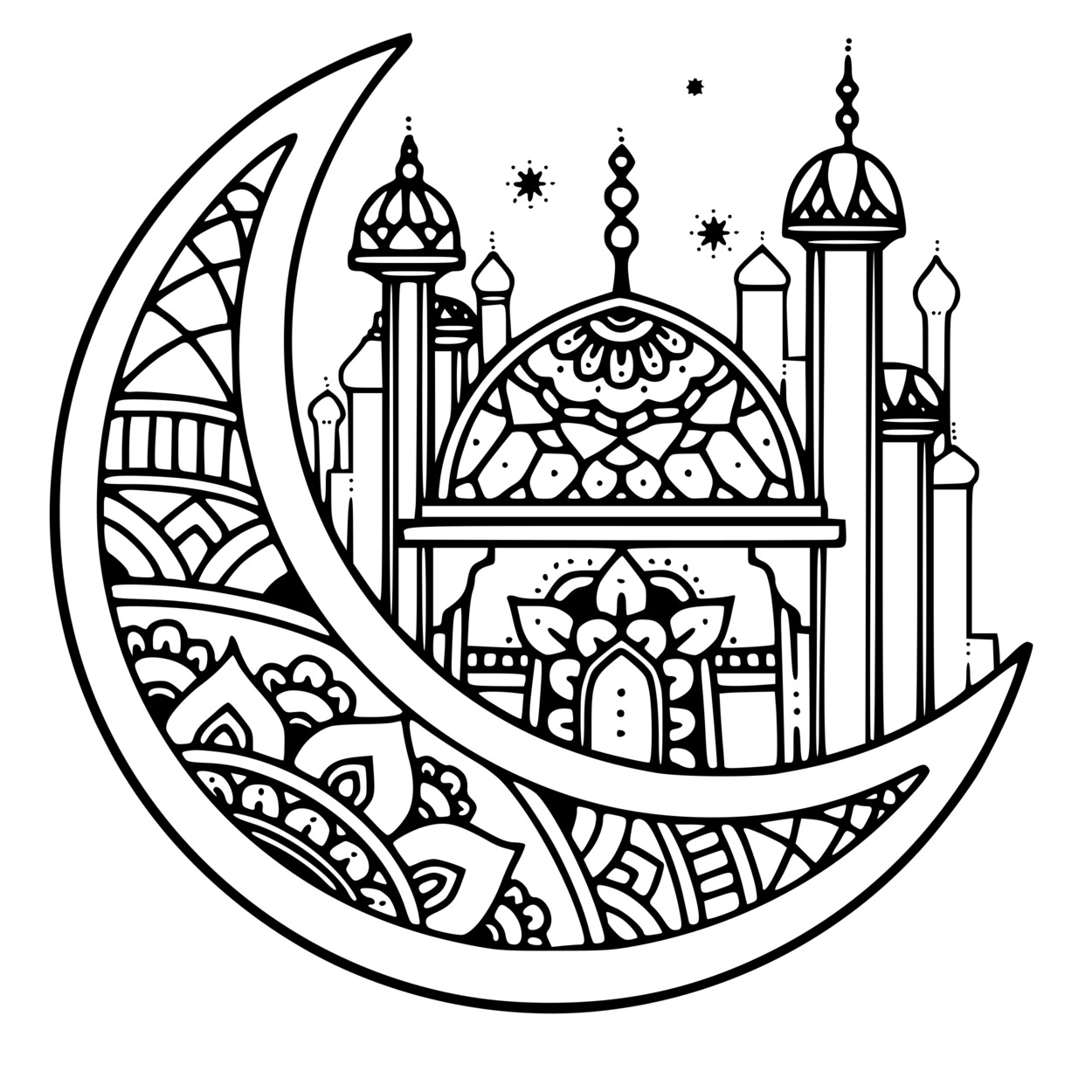 Coloriage Mandala Ramadan Adulte Zentangle - Ramadan à imprimer