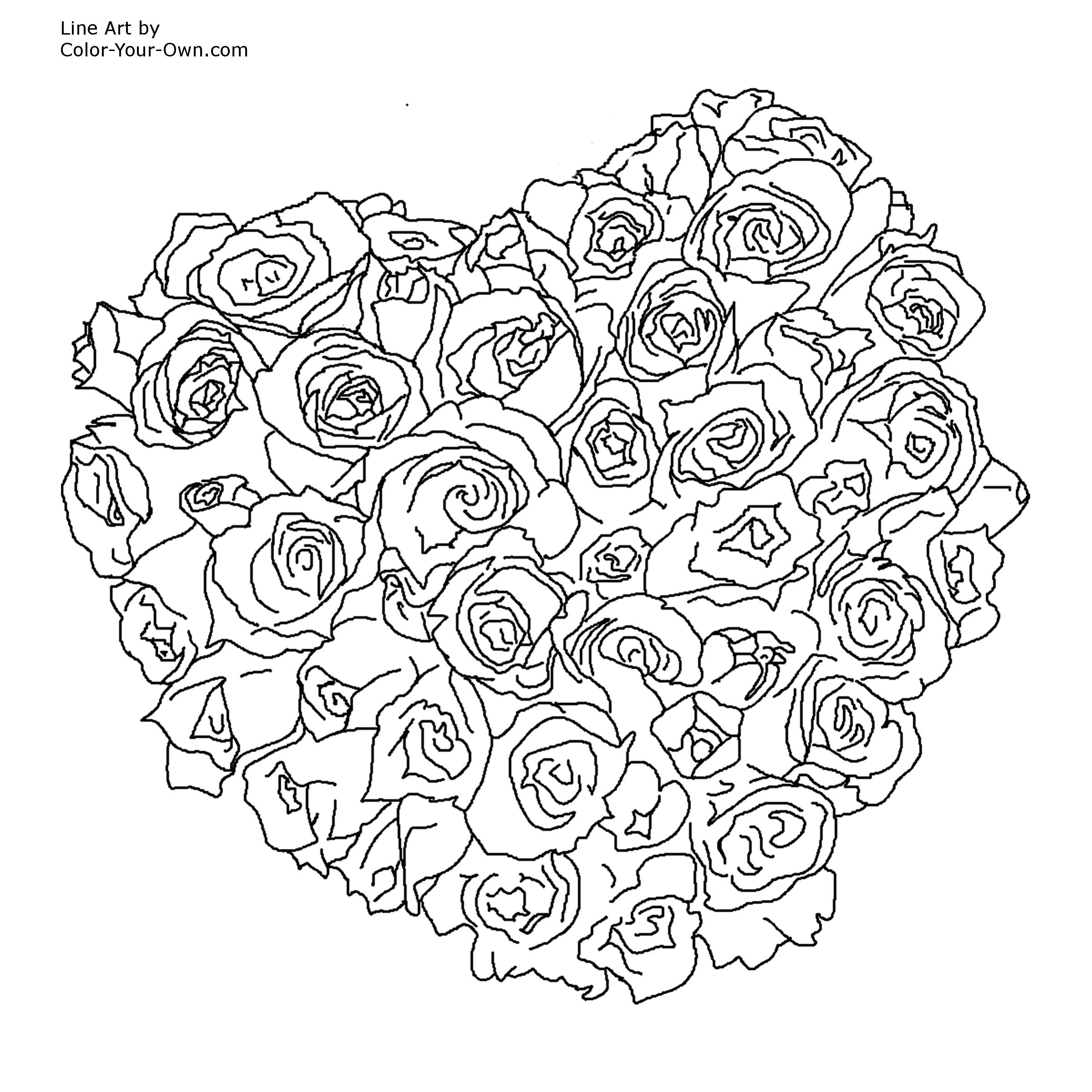 Coloriage Mandala Rose Cœur - Coeur à imprimer