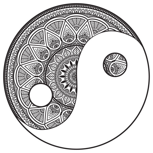 Coloriage Mandala Yin Et Yan Par Snezh - Adulte à imprimer