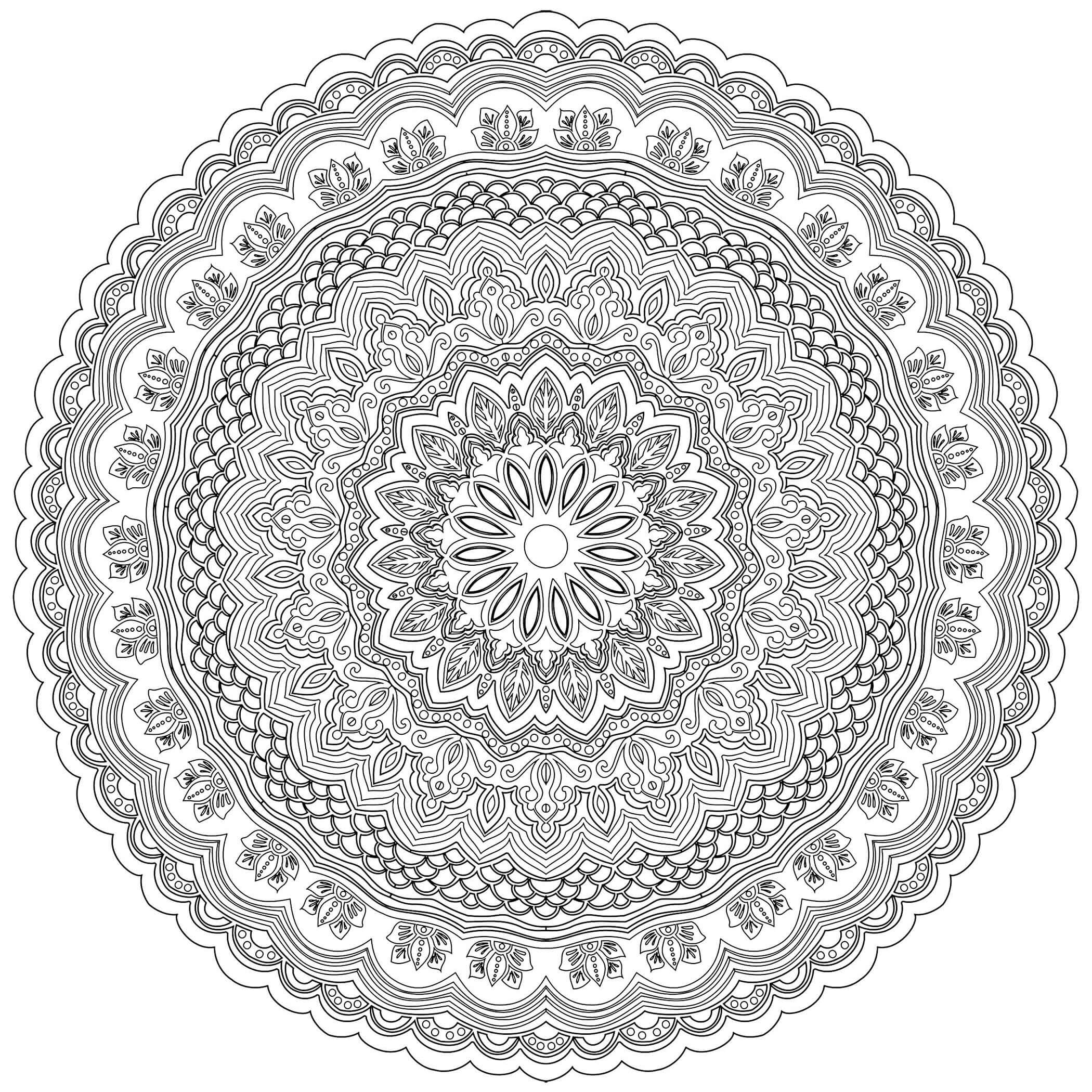 Coloriage Mandala Zentangle Antistress Adult - Mandala à imprimer