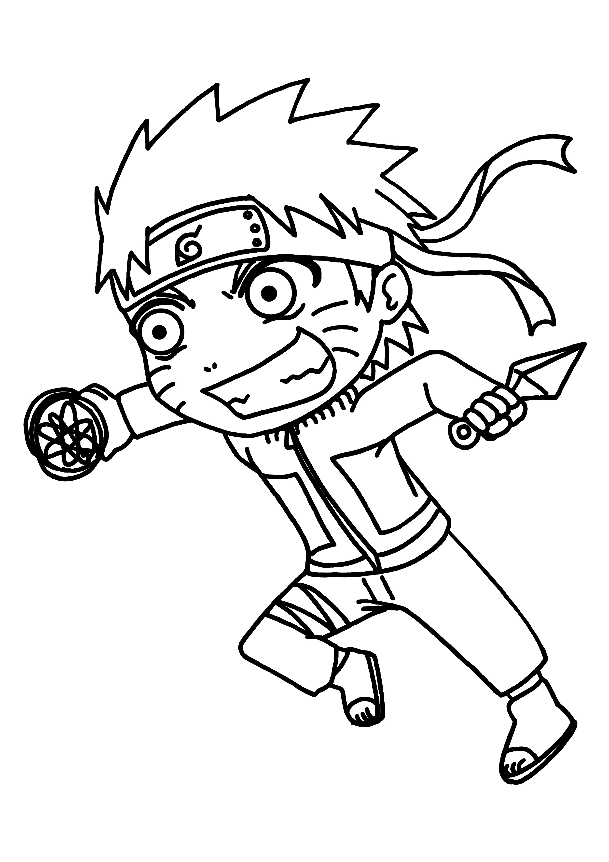 Coloriage Naruto Uzumaki en tenue de combat ninja - Naruto à imprimer