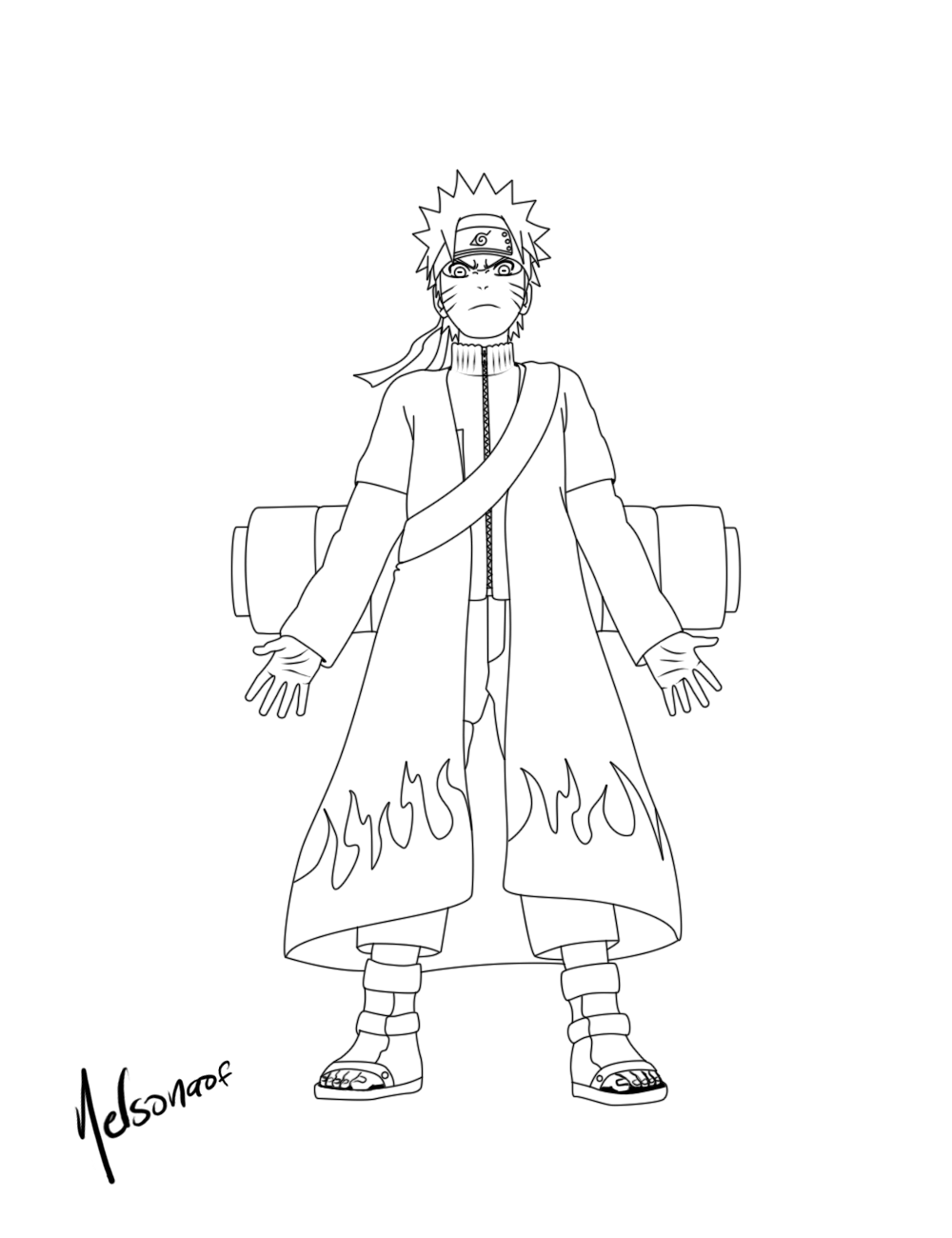 Coloriage Sasuke Uchiha avec sharingan activé - Naruto à imprimer