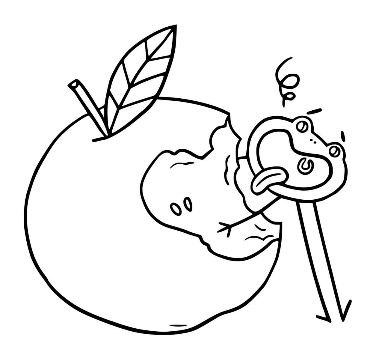 Coloriage Manger Des Pommes Pour Etre En Sante - Pomme à imprimer