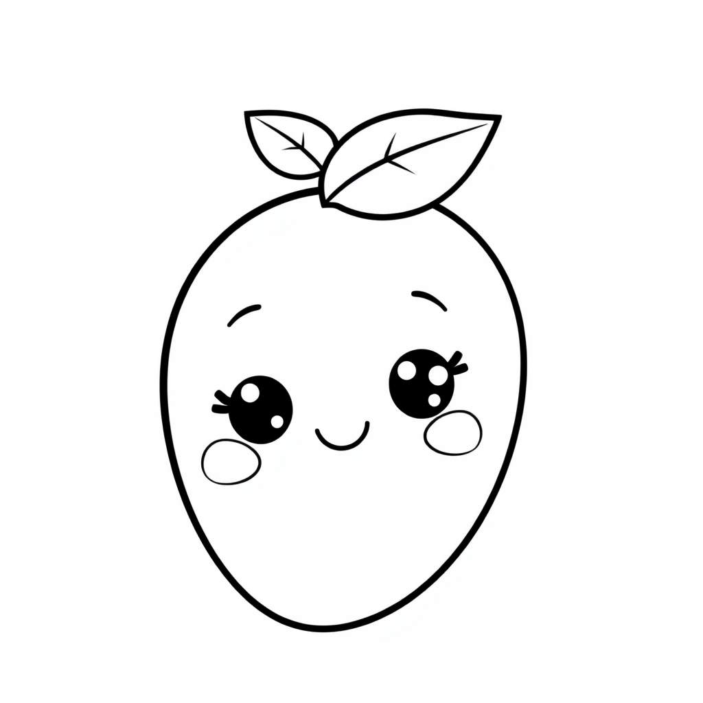 Coloriage Mango 3 Fruit Kawaii - Kawaii fruits à imprimer