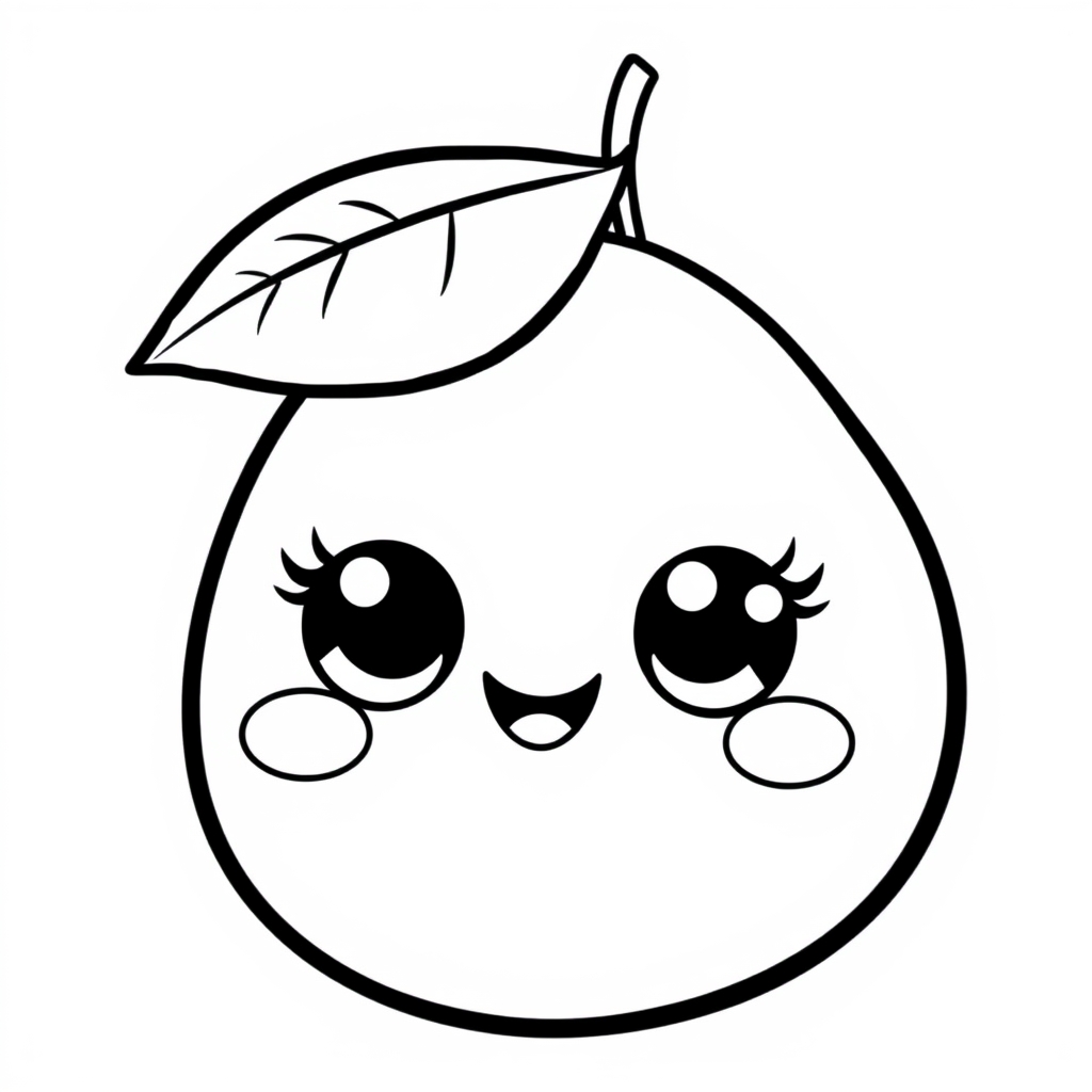Coloriage Mango 4 Fruit Kawaii - Kawaii fruits à imprimer
