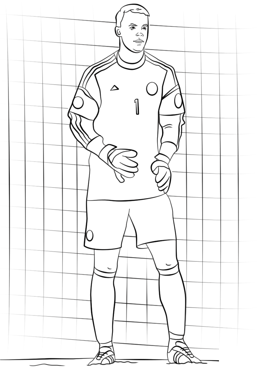 Coloriage Manuel Neuer Foot Football - Foot à imprimer
