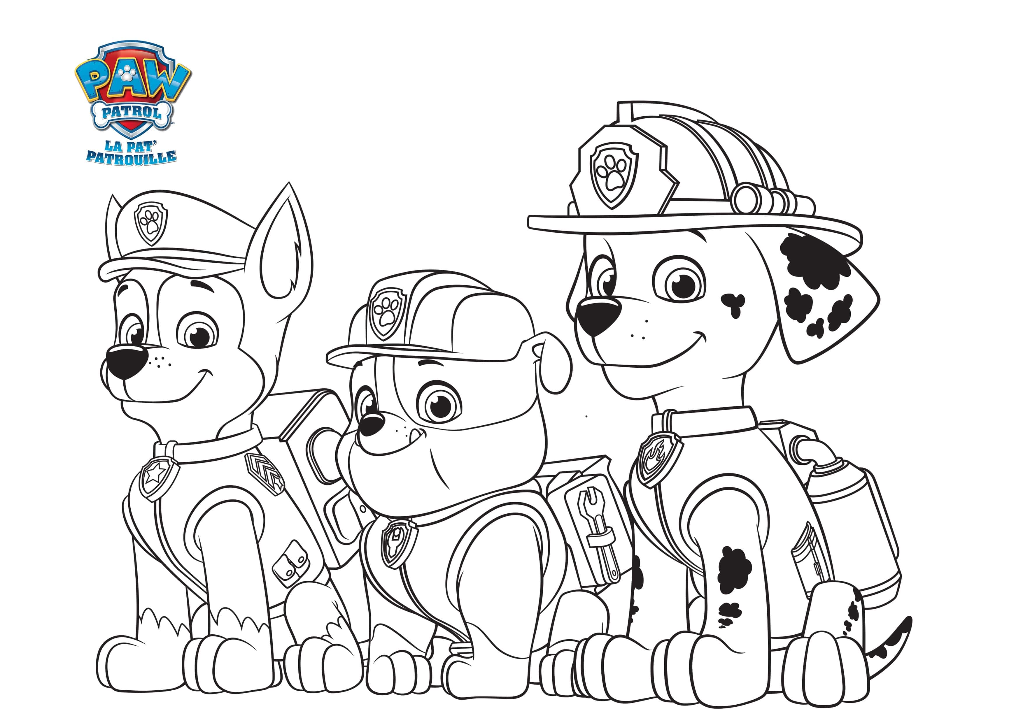 Coloriage Marcus Chase Zuma Le Grand Sourire Min - Pat patrouille à imprimer