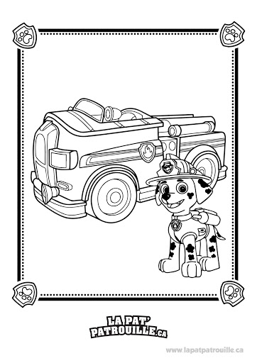 Coloriage Marcus Et Son Camion De Pompier Pat Patrouille - Police à imprimer