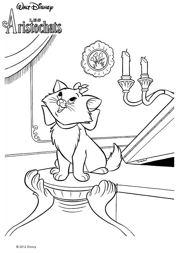 Coloriage Marie Au Piano Les Aristochats - Aristochats à imprimer