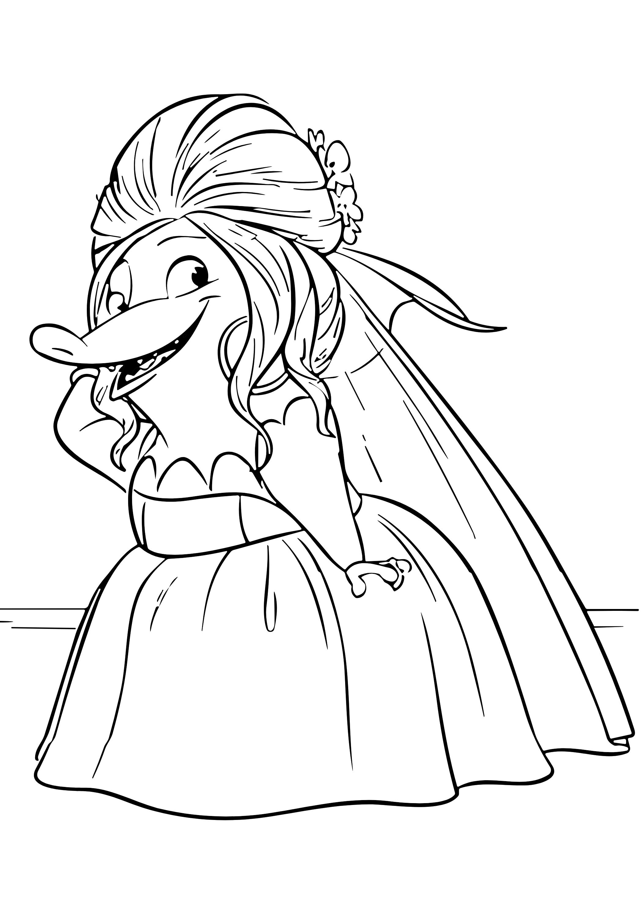 Coloriage Mariee Dauphin Souriante Contour - Zootopie à imprimer