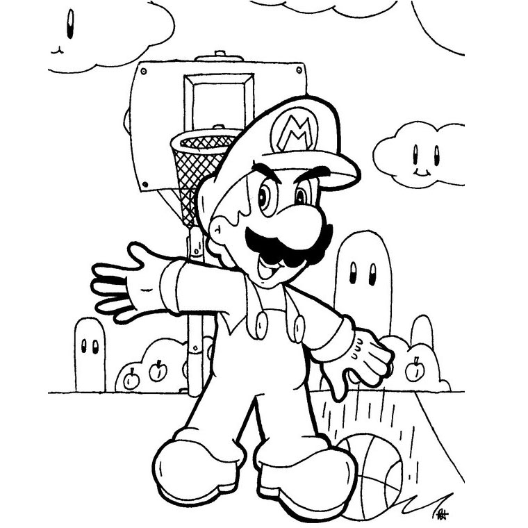 Coloriage Mario Basket - Mario à imprimer
