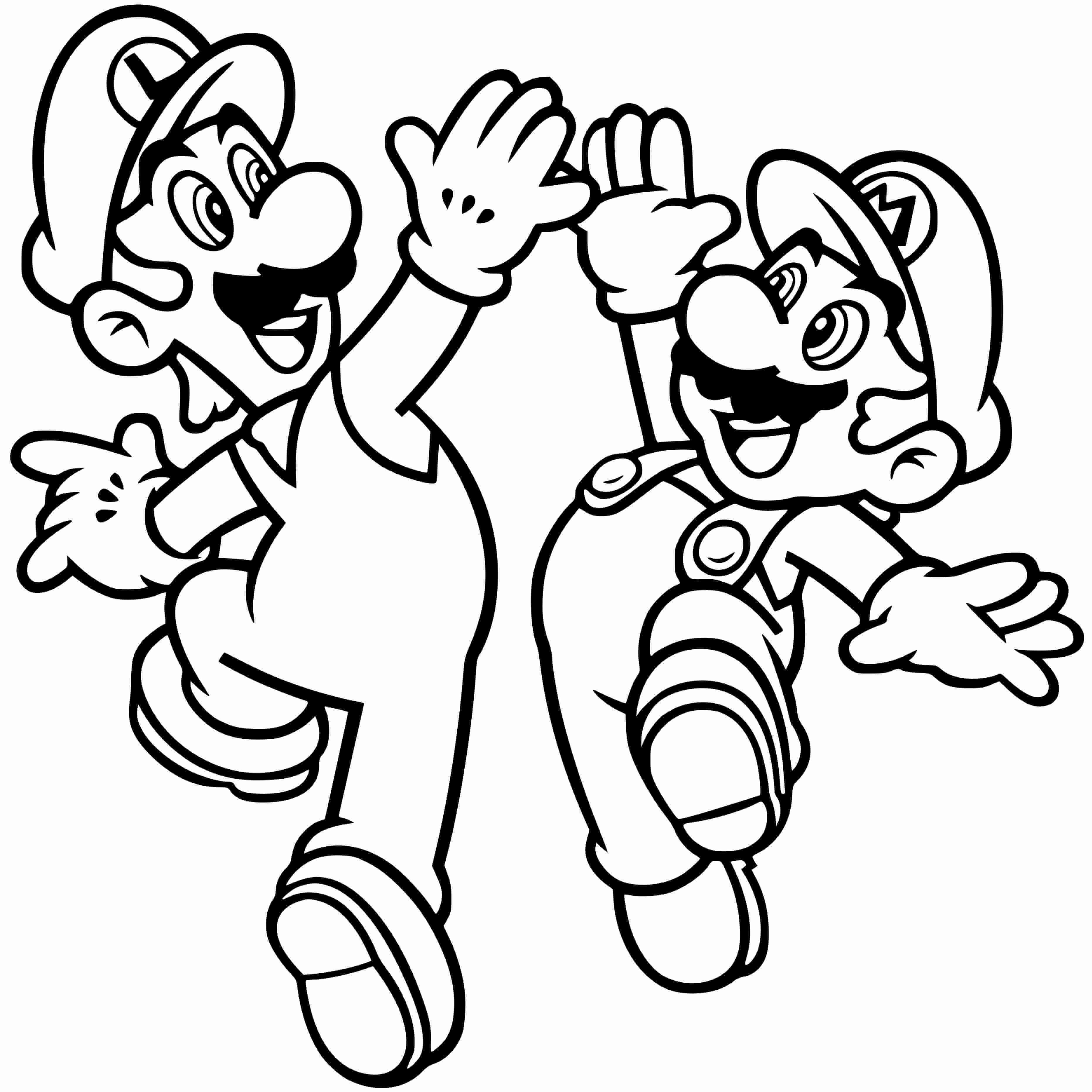 Coloriage Mario Bros Et Luigi Se Tape La Main - Luigi à imprimer