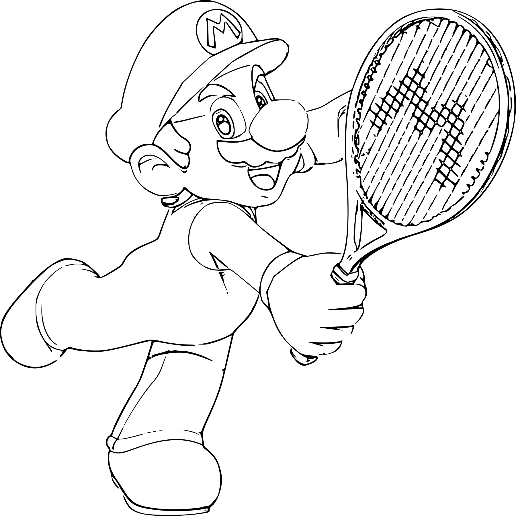 Coloriage Mario Bros Joue Au Tennis - Tennis à imprimer