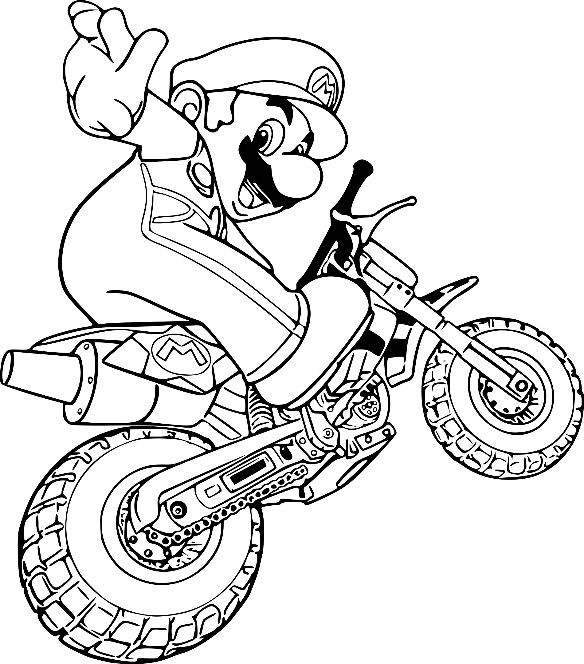 Coloriage Mario En Mode Moto - Mario kart à imprimer