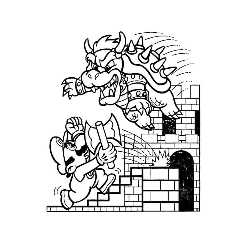 Coloriage Mario Et Bowser - Mario à imprimer