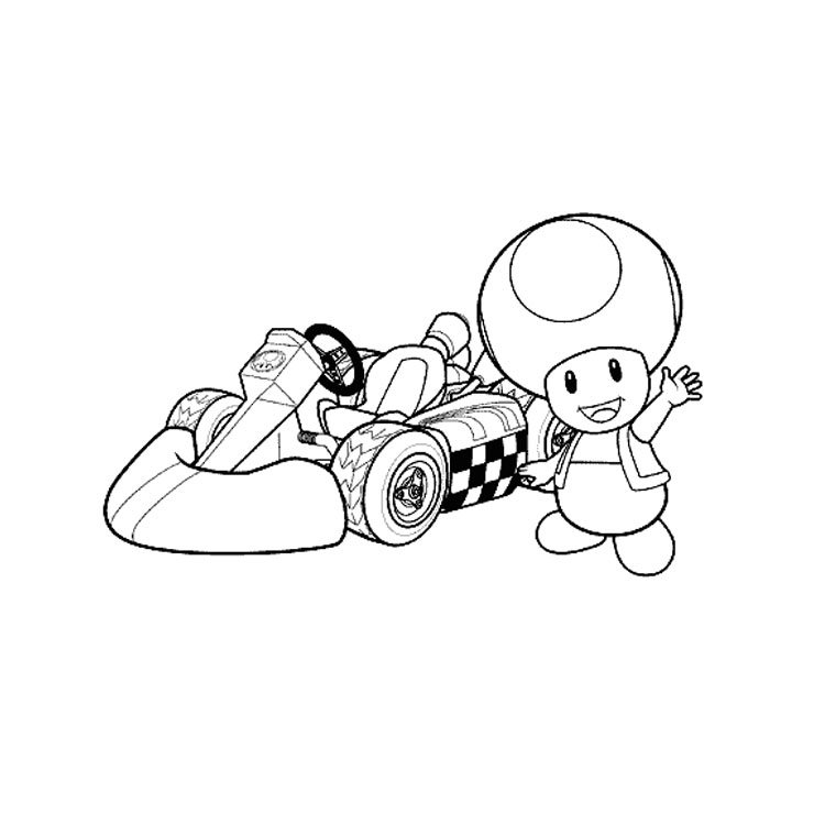 Coloriage Mario Kart - Mario à imprimer